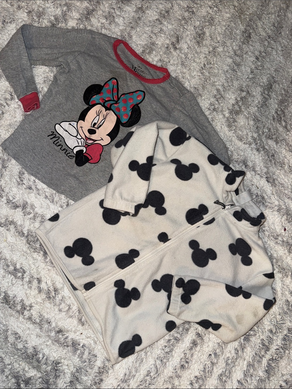 3T vintage Minnie Mouse Gray Long-Sleeve Top - Girls Minnie Mouse fleece jacket